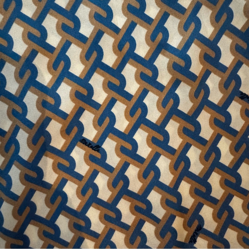 MARELLA Blue and White Geometric Long Sleeve Dress - Picture 3 of 14